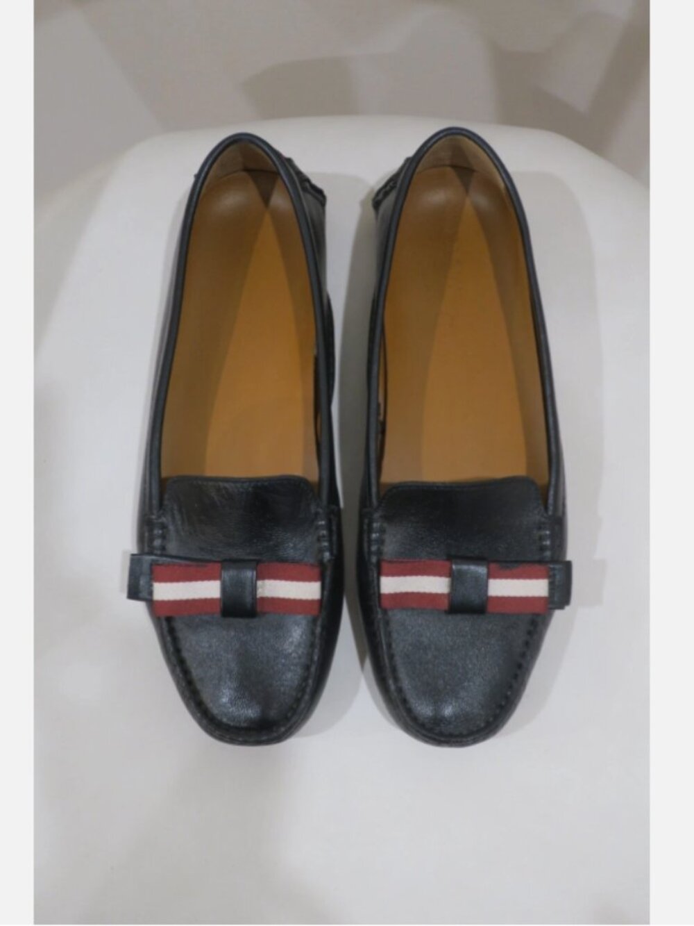 Bally Womens Shoes Flats Loafers Black with Bow Size 8.5